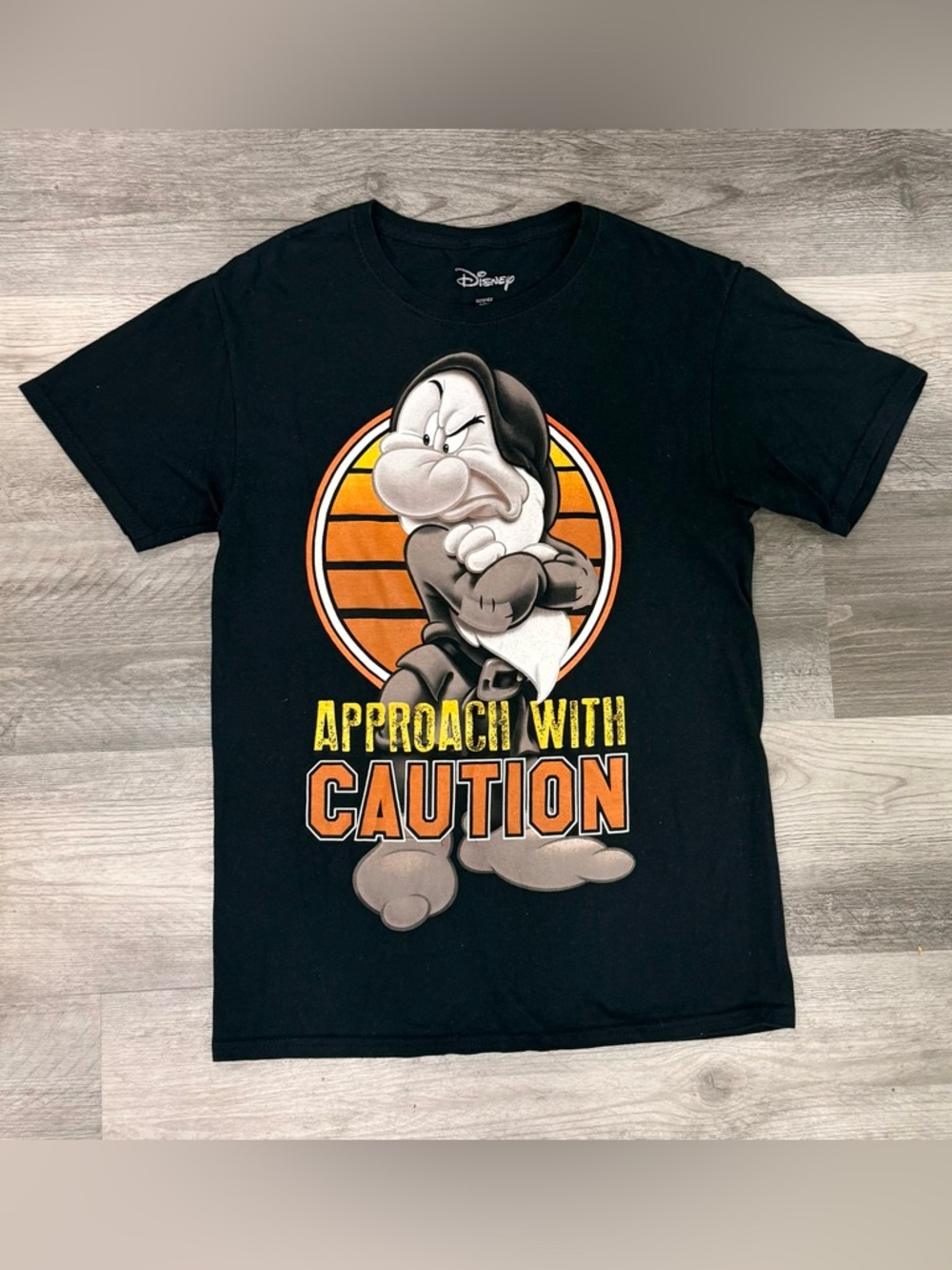 Disney Black Graphic Tee with Cartoon Face